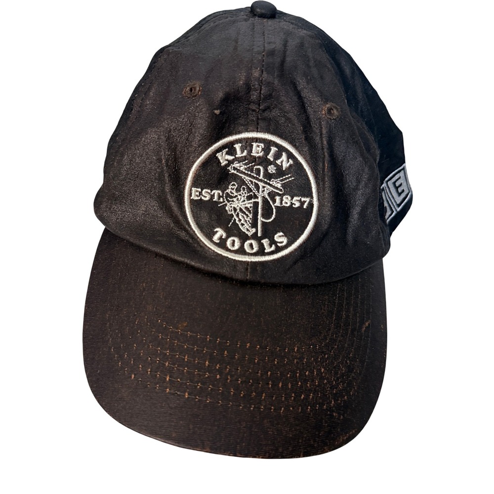 Klein Tools Hat Mens OSFA Black Brown Distressed Vintage Strapback Workwear Cap